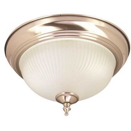 Monument 1-Light Ceiling in Fixture Brushed Nickel Interior Flush-Mount with Frosted Swirl Glass 558728